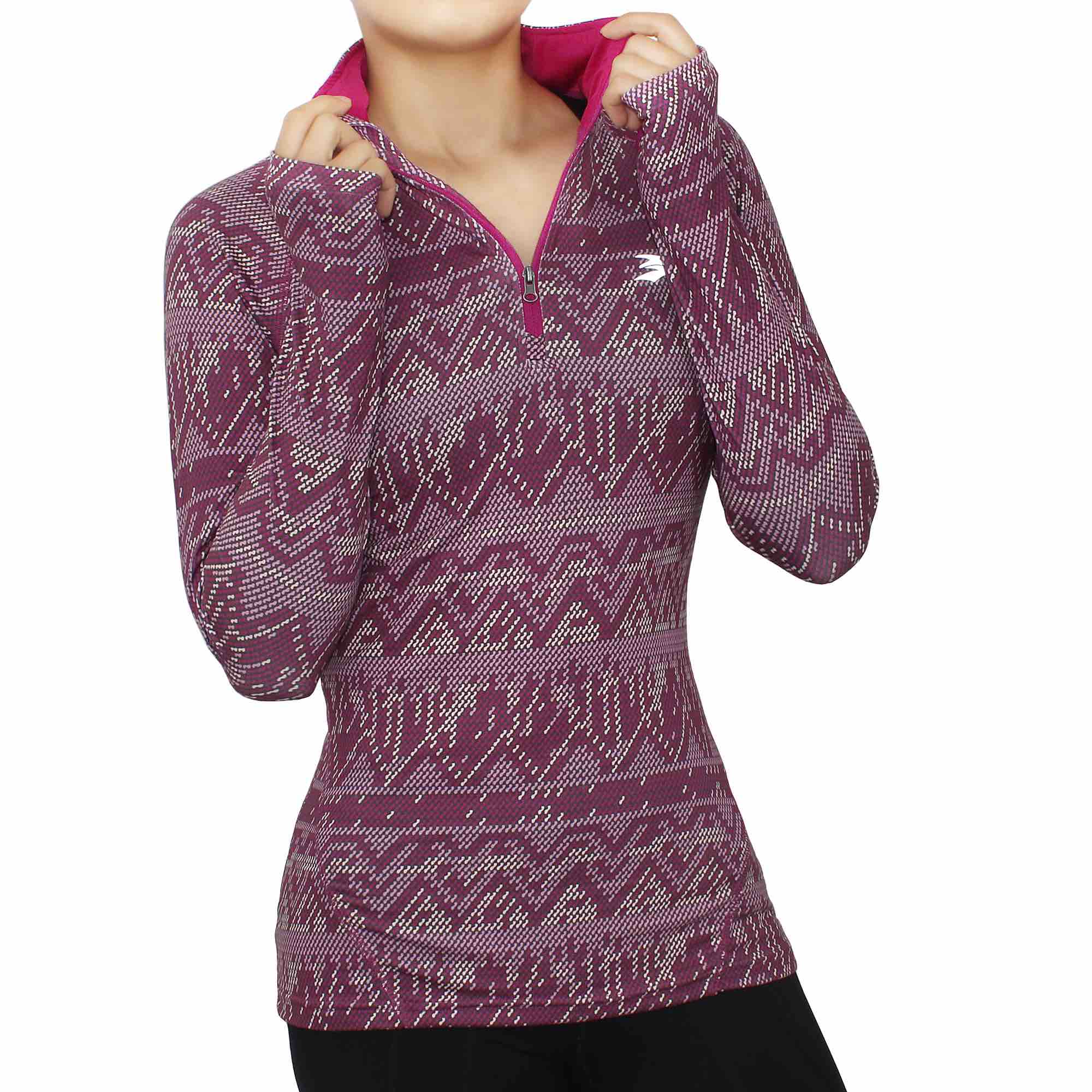 Tops stampato a maniche lunghe con chiusura da donna