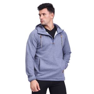  Strisce tonali attive maschile mezza con cappuccio pullover con cerniera 