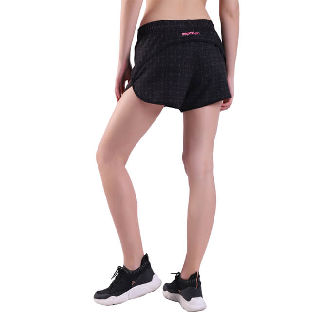 Pantaloncini da corsa da donna ad asciugatura rapida per sport da allenamento atletico con tasca con zip